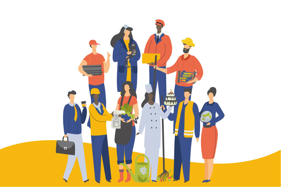 Groupe de personnes au travail dessin